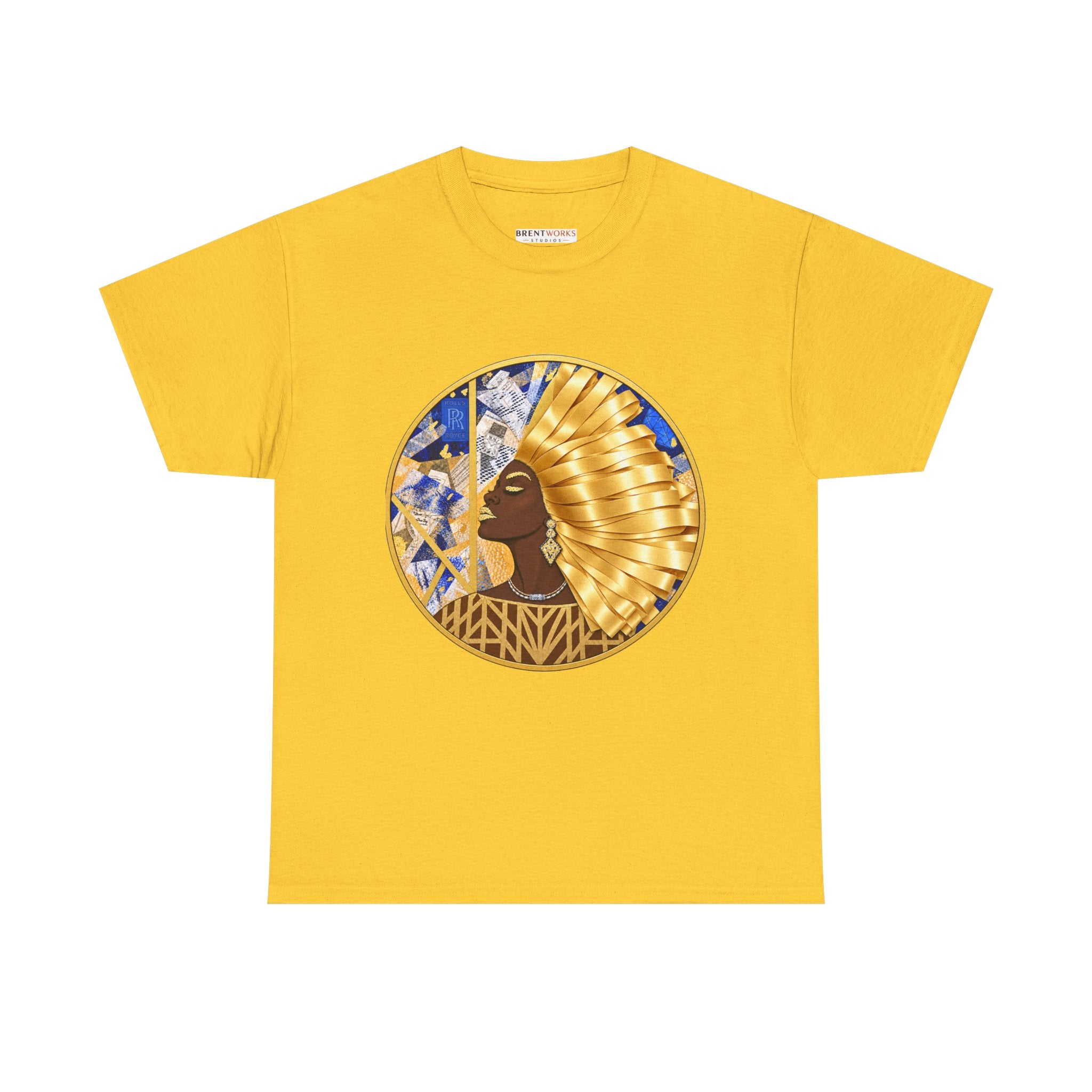 Egyptian Queen Graphic Tee — Gold Headdress Women's Afrocentric T-Shirt