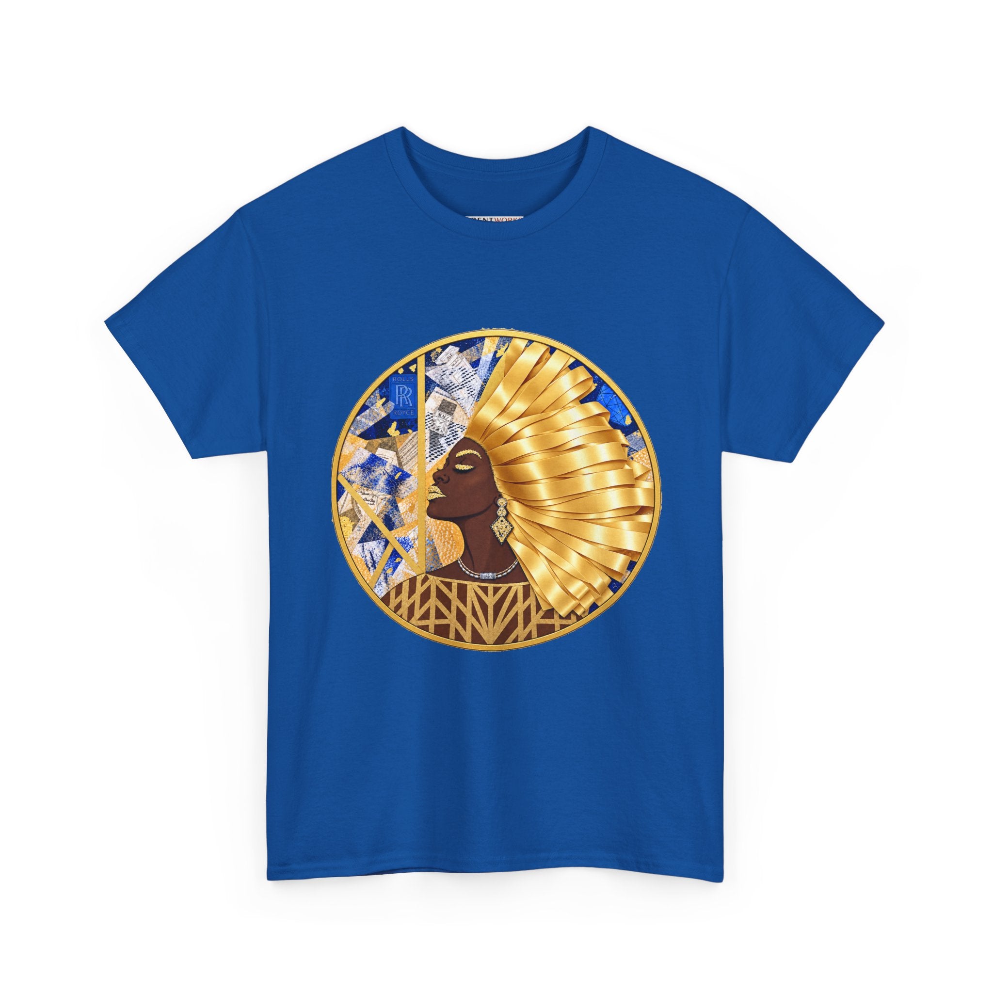 Egyptian Queen Graphic Tee — Gold Headdress Women's Afrocentric T-Shirt
