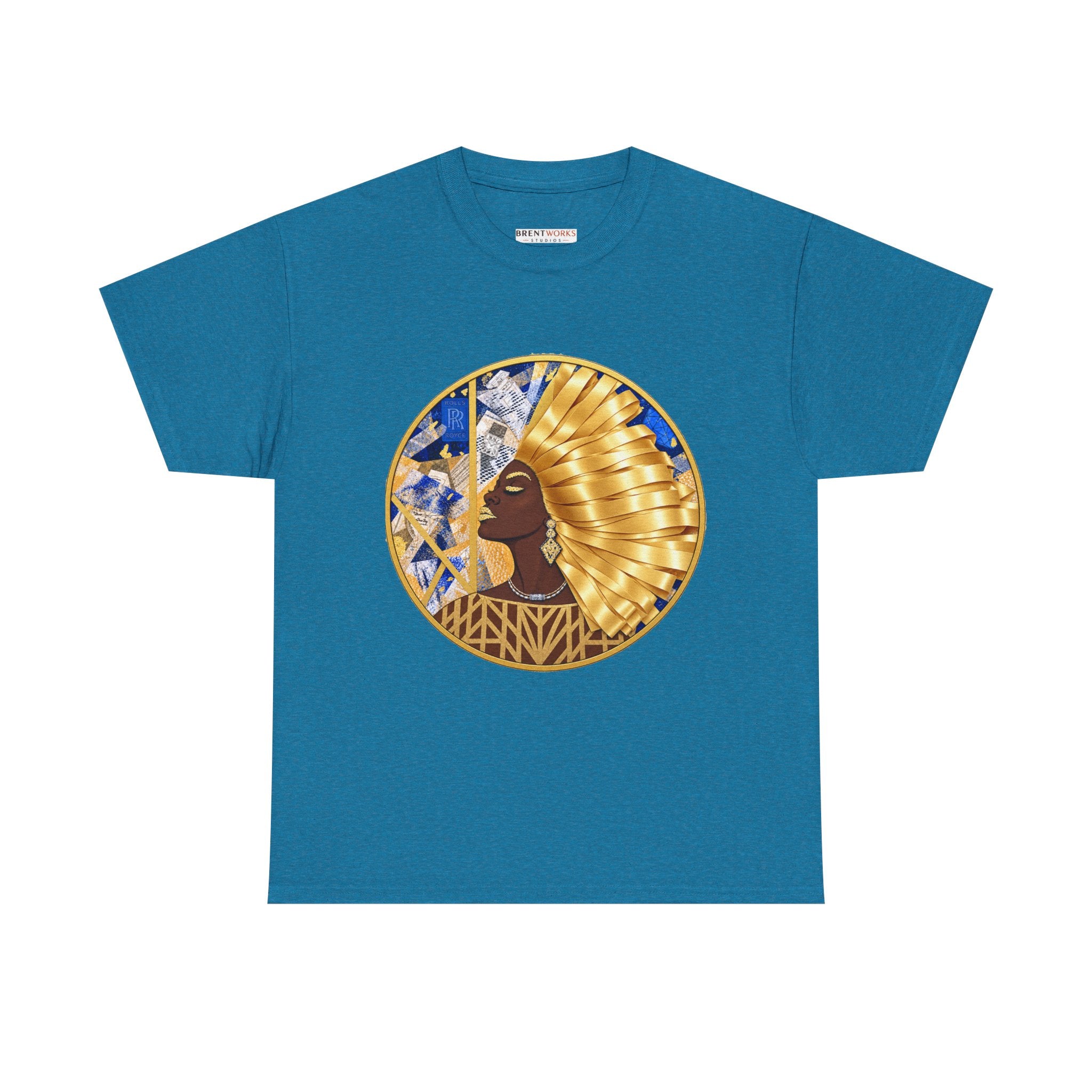 Egyptian Queen Graphic Tee — Gold Headdress Women's Afrocentric T-Shirt