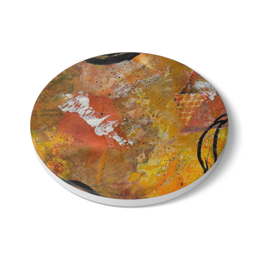 Abstract Ceramic Coaster with Cork Back