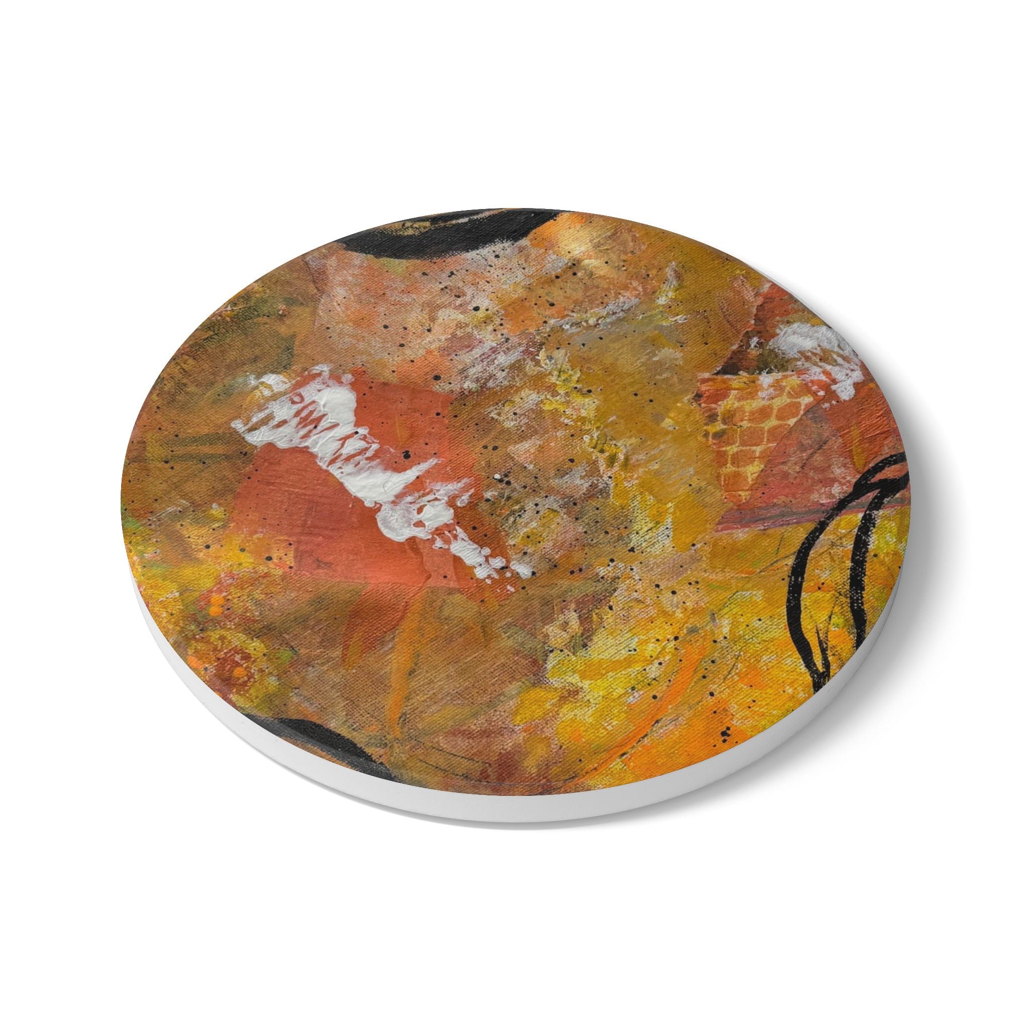 Abstract Ceramic Coaster with Cork Back