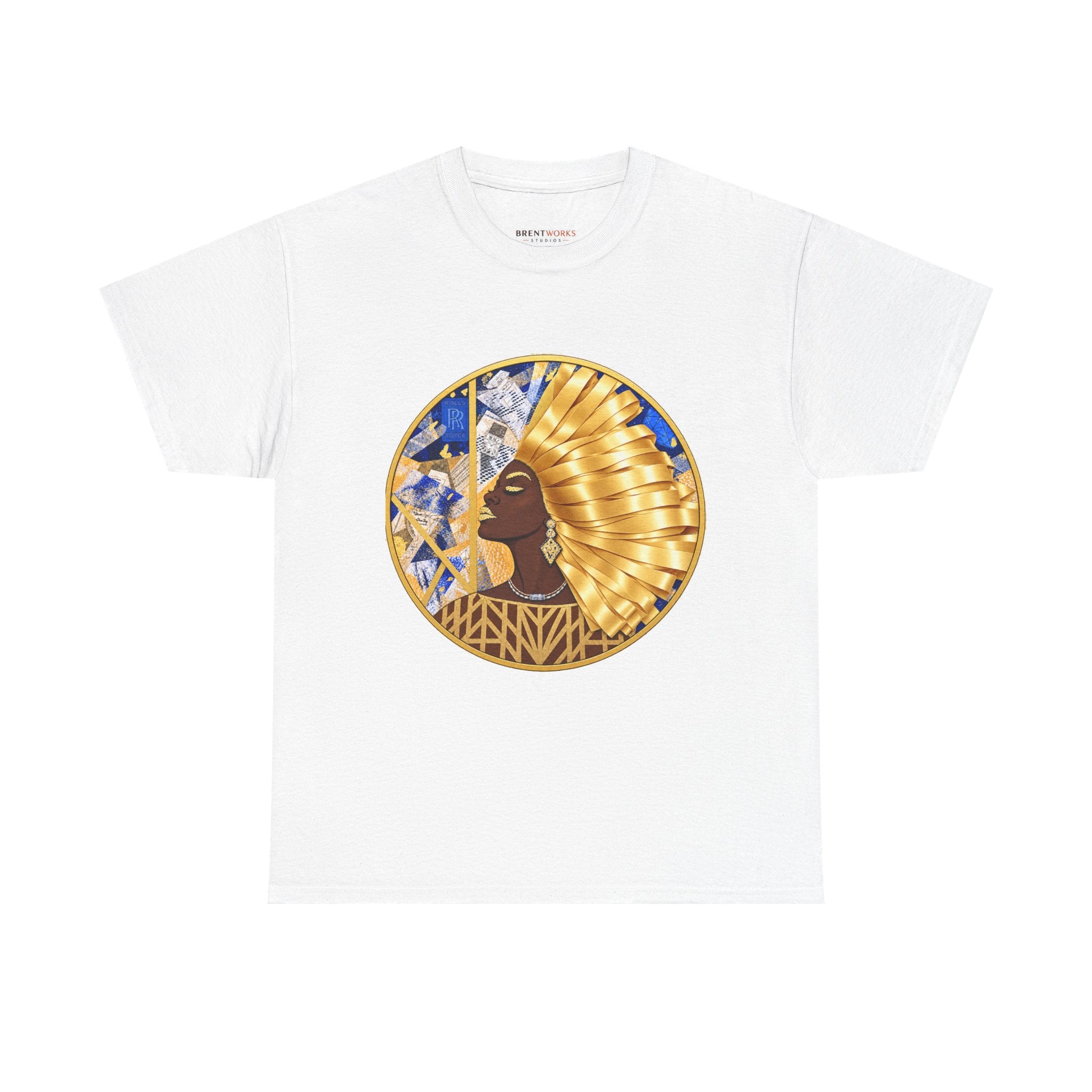 Egyptian Queen Graphic Tee — Gold Headdress Women's Afrocentric T-Shirt