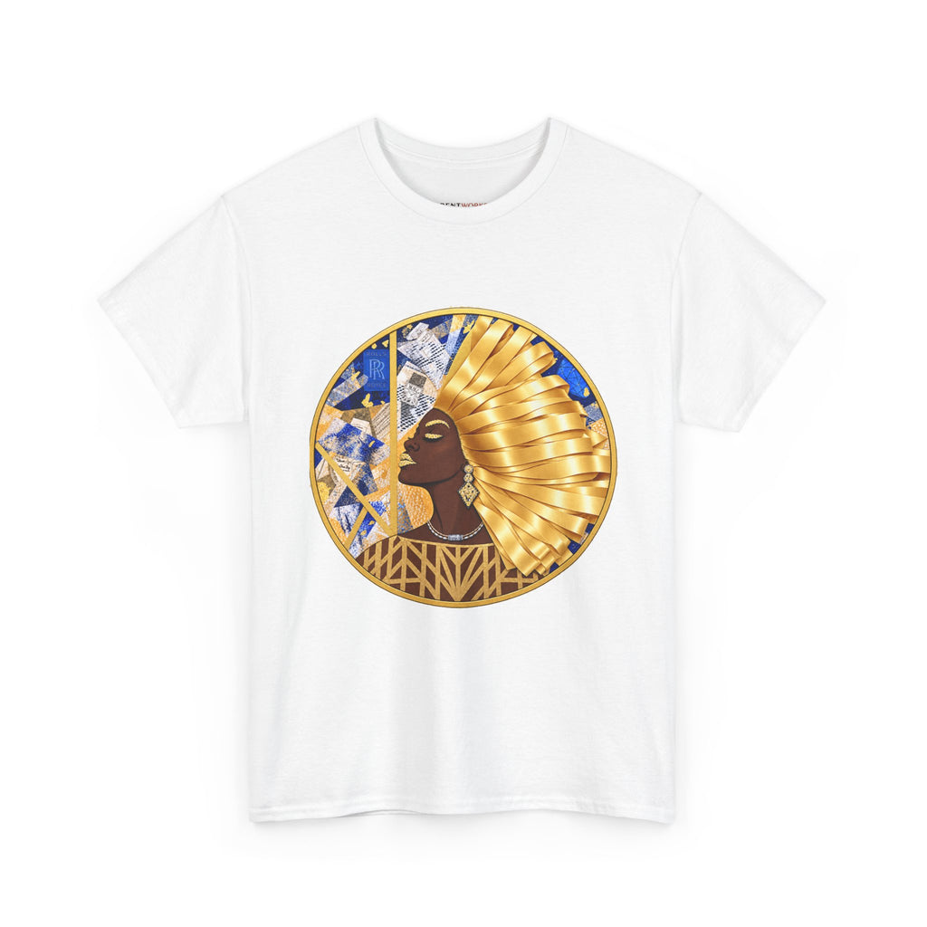Egyptian Queen Graphic Tee — Gold Headdress Women's Afrocentric T-Shirt