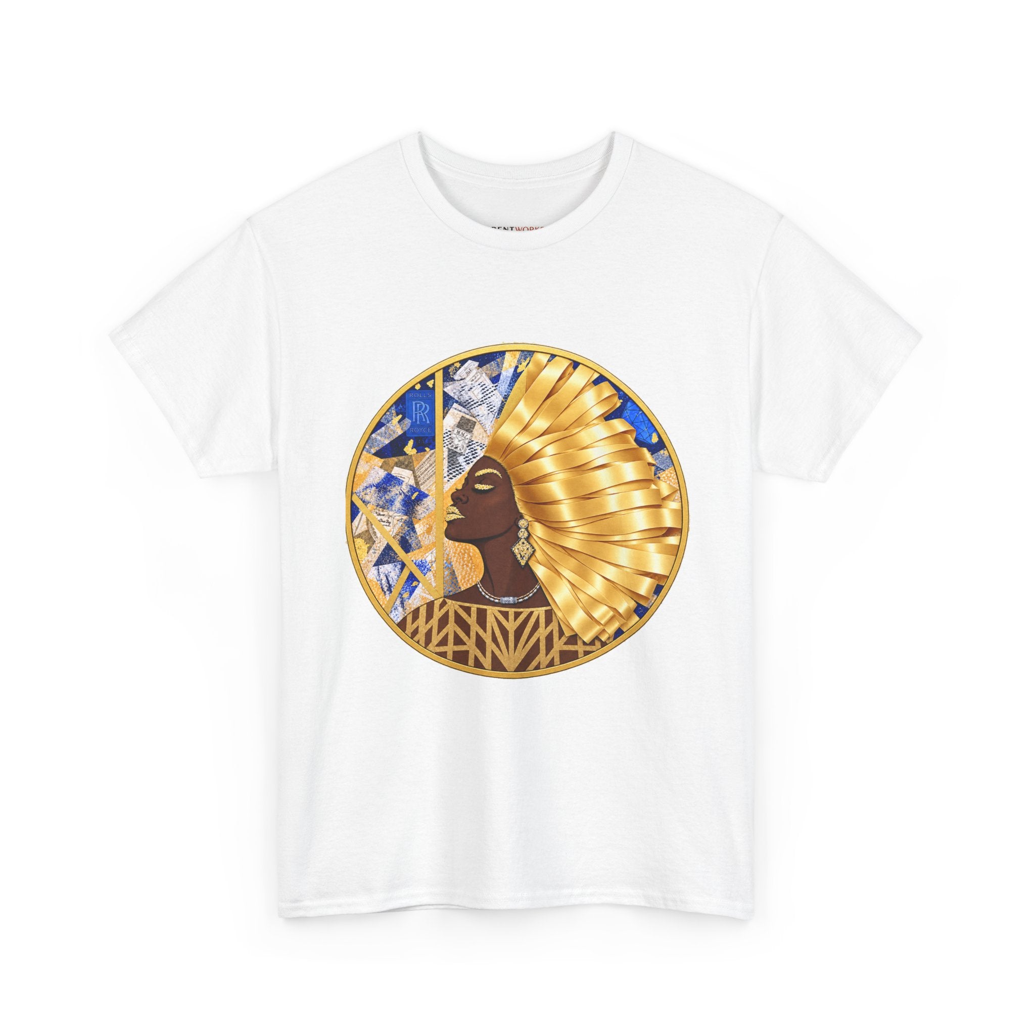 Egyptian Queen Graphic Tee — Gold Headdress Women's Afrocentric T-Shirt