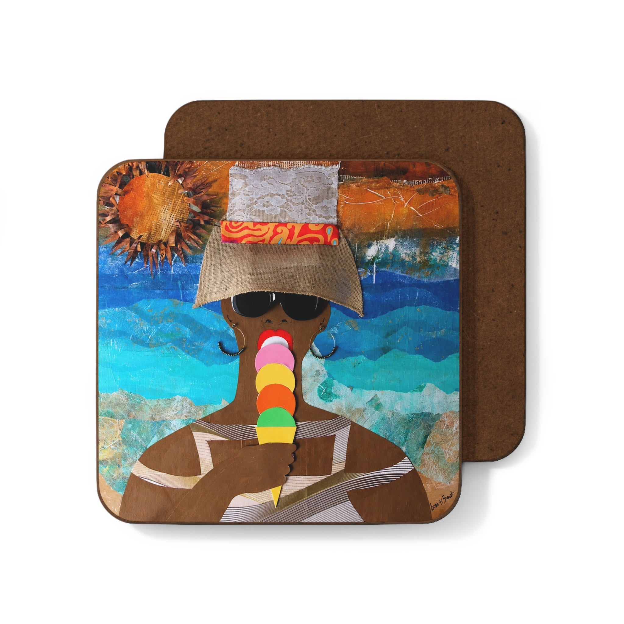 Life's A Beach Art Cork Back Coaster