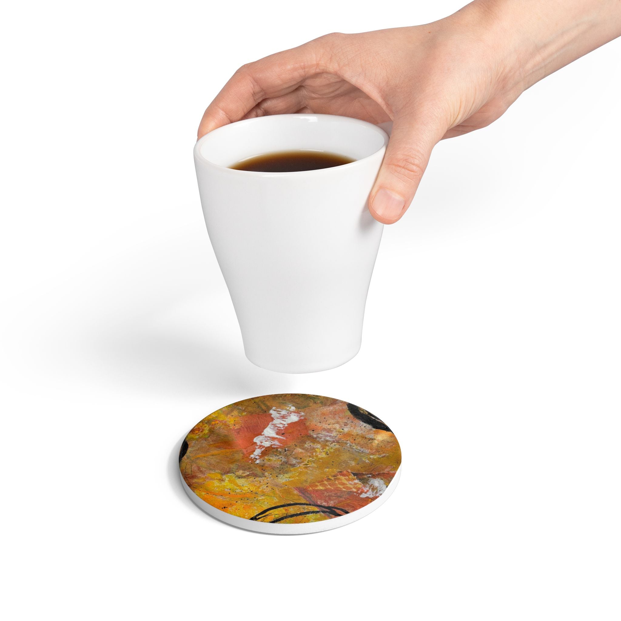 Abstract Ceramic Coaster with Cork Back