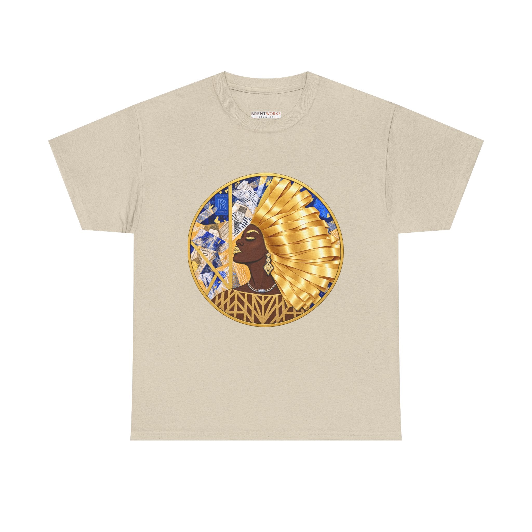 Egyptian Queen Graphic Tee — Gold Headdress Women's Afrocentric T-Shirt