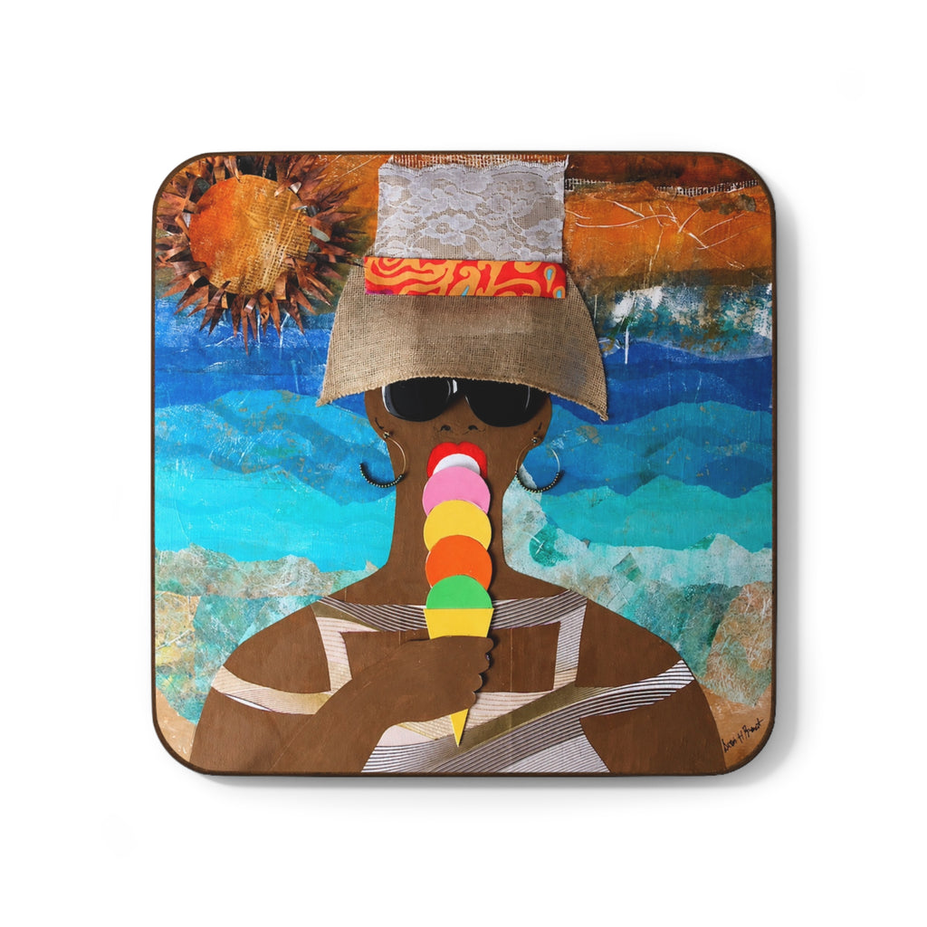Life's A Beach Art Cork Back Coaster