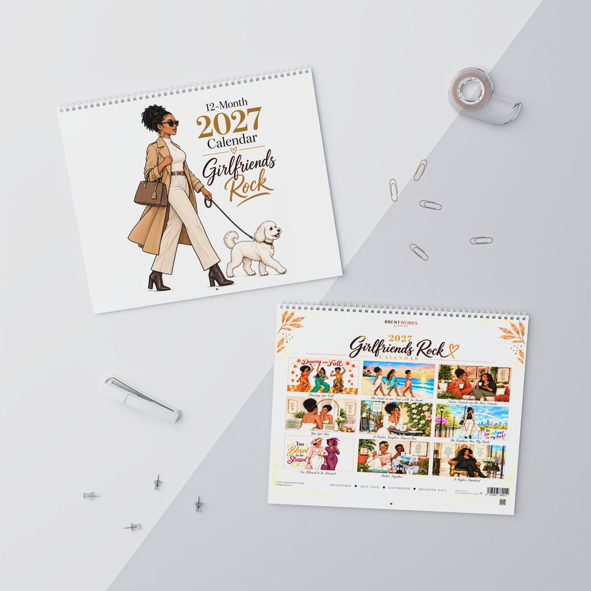 2027 Girlfriends Rock Wall Calendar — Inspirational Black Culture Art & Monthly Planner