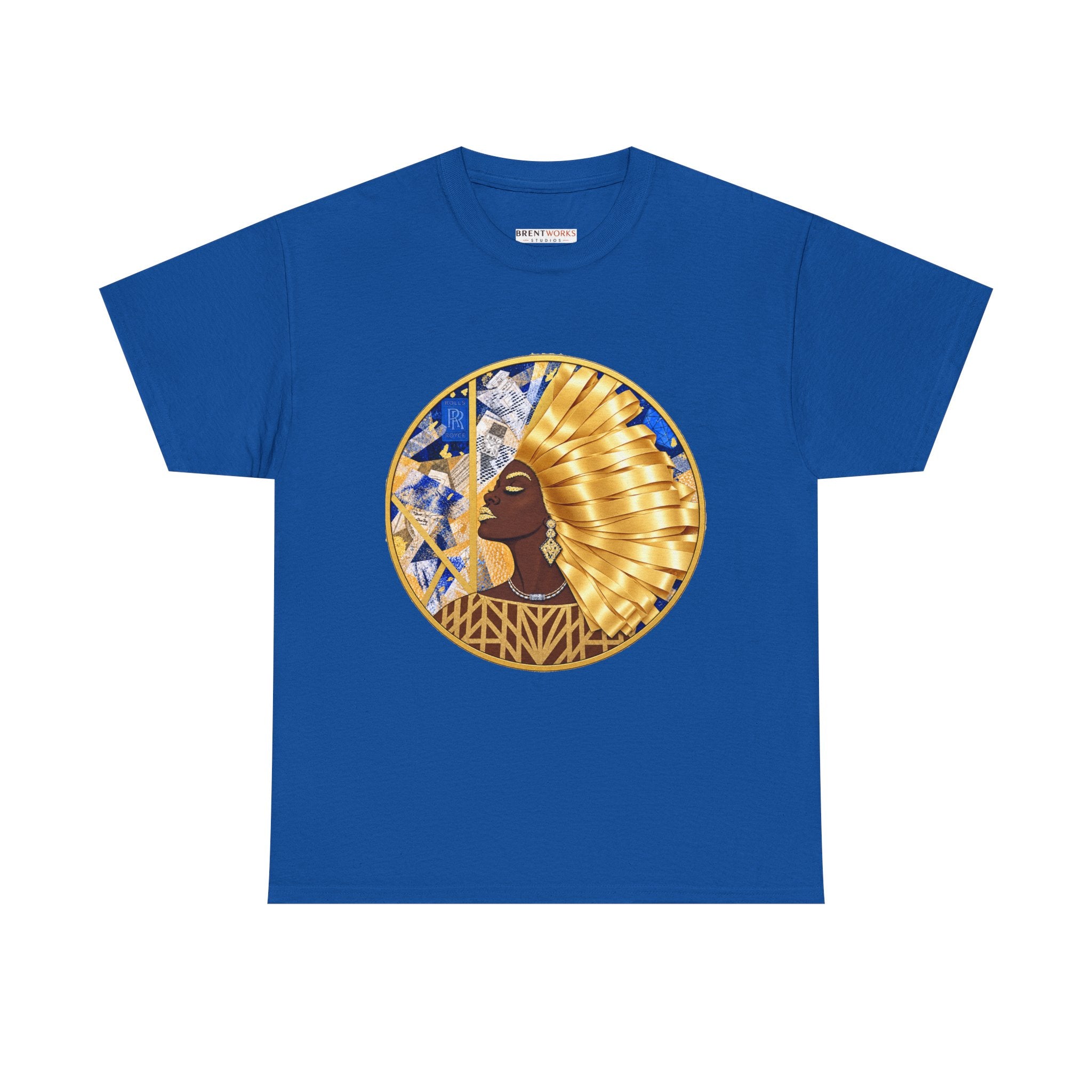 Egyptian Queen Graphic Tee — Gold Headdress Women's Afrocentric T-Shirt